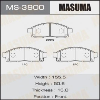 Колодка тормозная передняя Mitsubishi L200 (07-), Pajero Sport (09-15) Masuma MS3900