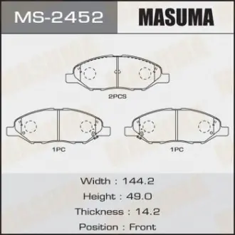 Колодка тормозная передняя Nissan Note (05-12), Tida (04-12) Masuma MS2452