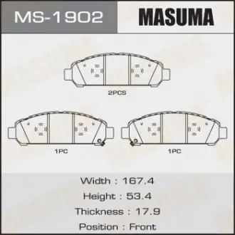 Колодка тормозная передняя Toyota Venza (09-16) Masuma MS1902