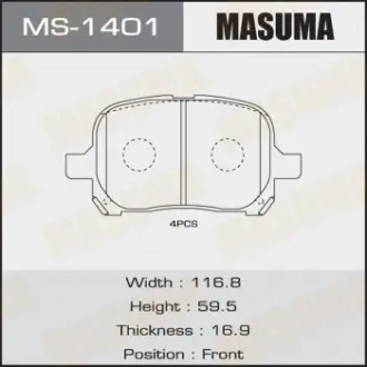Колодка тормозная передняя Toyota Camry (-01) Masuma MS1401