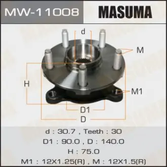 Ступица колеса переднего в сборе с подшипником Lexus GS 350 (11-15), IS 250 (05- Masuma MW11008