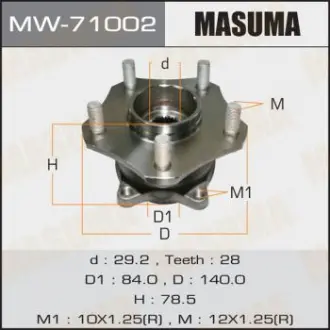 Ступиця колеса переднього у зборі з підшипником Suzuki Grand Vitara (05-) (MW7100 Masuma MW71002