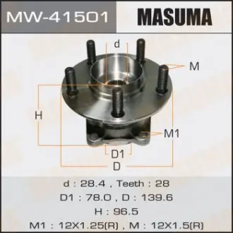Ступиця колеса заднього у зборі з підшипником Mazda CX-7 (06-11) Masuma MW41501 (фото 1)