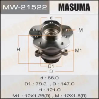 Ступица колеса заднего в сборе с подшипником Nissan Qashqai (13-) 2WD (с ABS) (M Masuma MW21522