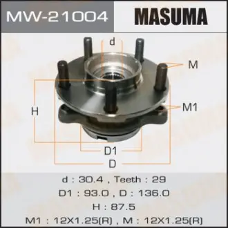 Ступица колеса переднего в сборе с подшипником Nissan Murano (04-08), Teana (03- Masuma MW21004