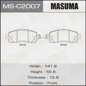 Колодка тормозная передняя Nissan Leaf (13-17), Teana (14-21) Masuma MSC2007