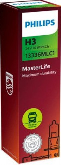 Автолампа MasterLife H3 PK22s 70 W прозрачная PHILIPS 13336MLC1 (фото 1)