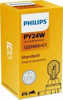 Автолампа Standard PY24W PG20/4 24 W оранжевая PHILIPS 12274SVC1