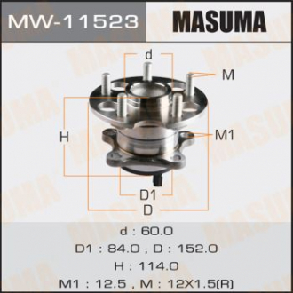 Ступица колеса заднего в сборе с подшипником Toyota Venza (09-16) (с ABS) Masuma MW11523 (фото 1)