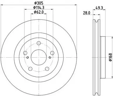Диск гальмівний передній Toyota Camry (V7) (17-), RAV 4V (_A5) (18-) NISSHINBO ND1128K (фото 1)