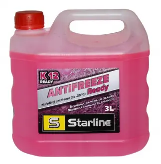 Антифриз K12 READY / G12+ / -30°C / 5л. / етиленгліколь / червоний / STARLINE NA K12READY-3