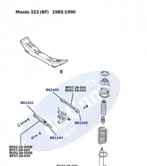 Сайлентблок поперечного важеля задньої підвіски зовнішній Mazda 323 BELGUM PARTS BG1104