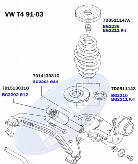 Комплект проставок задней пружины (верх низ), VW T4, 91-03 BELGUM PARTS BG2211 (фото 1)