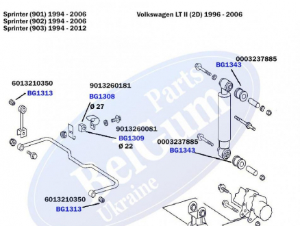 Втулка заднего стабилизатора MB Sprinter 208-306 96- BELGUM PARTS BG1308