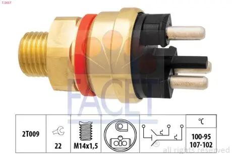 Датчик включения вентилятора Mercedes Benz W124/201 M102/OM601 82-> (7.5637) FAC FACET 75637
