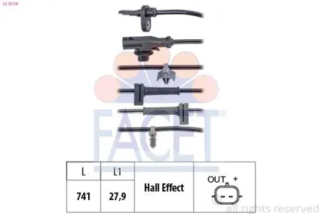 Датчик ABS передний Ford Courier 14-> (21.0124) FACET 210124