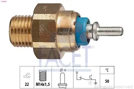 Датчик включения вентилятора Mercedes Benz W124/201/T1/T2 M102/OM602/603 (77-) (7.4070) FACET 74070