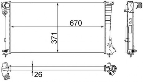 Радиатор охлаждения двигателя Partner/306 1.8d,1.9d (td,sld,srdt),2.0 HDI 93-08 MAHLE KNECHT CR 504 000S