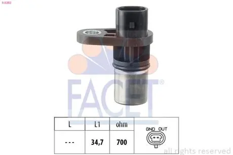 Датчик оборотов коленвала а Opel Astra/Vectra 2.2 i 00-> FACET 9.0292