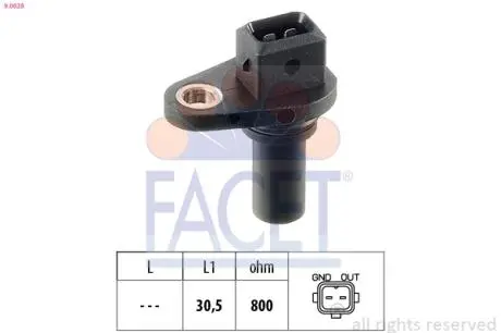 Датчик оборотов коленвала /IV/Passat B5 (АКПП) FACET 9.0028