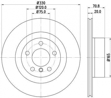 Тормозной диск задний. F25/F26 (pro) HELLA 8DD355119-541