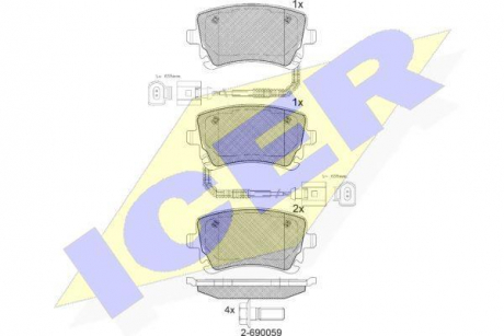 Комплект тормозных колодок (дисковых).) ICER 181674