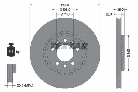 Диск тормозной TEXTAR 92287103 (фото 1)