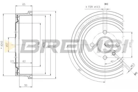 Гальмівний барабан Combo 01-/Astra G/H 98- BREMSI CR5560 (фото 1)