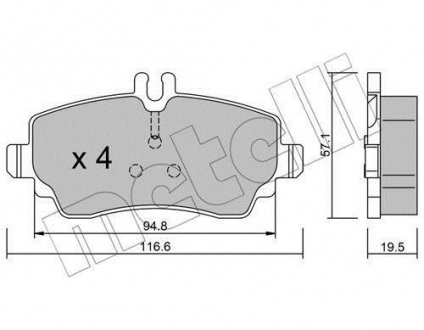 Комплект тормозных колодок (дисковых).) Metelli 22-0310-1 (фото 1)