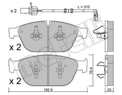 Комплект тормозных колодок (дисковых).) Metelli 22-0954-0K