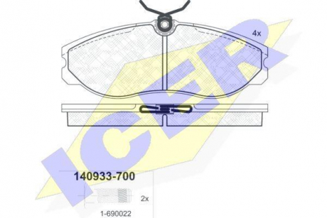 Комплект тормозных колодок (дисковых).) ICER 140933-700