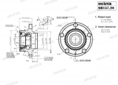 Ступица задняя VW Golf IV/Audi A3/Skoda Octavia/Seat Leon, Toledo (96-03) ABS+ (SHAFER SH15720K