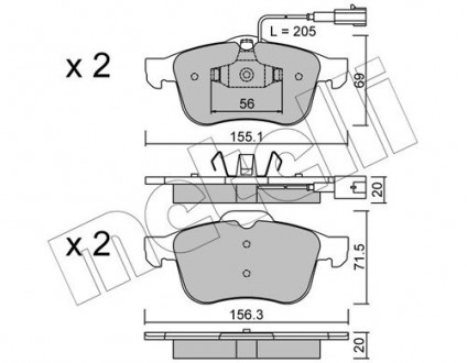 Комплект тормозных колодок (дисковых).) Metelli 22-0703-0 (фото 1)