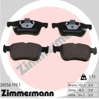 Комплект тормозных колодок ZIMMERMANN 20556.170.1 (фото 1)