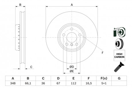 ДИСК ПЕРЕДОЙ ПРАВЫЙ COMPOUND BOSCH 0 986 479 F59