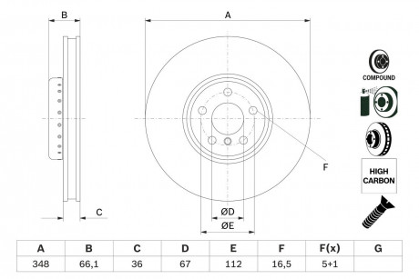 ДИСК ПЕРЕДНЕГО ЛЕВЫЙ COMPOUND BOSCH 0 986 479 F58