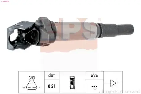 CITROEN Катушка зажигания C4,C4 Grand Picasso,C5 III,DS4,5,Mini Cooper,Peugeot,BMW F20,F30 1.6 07- Eps 1.970.475