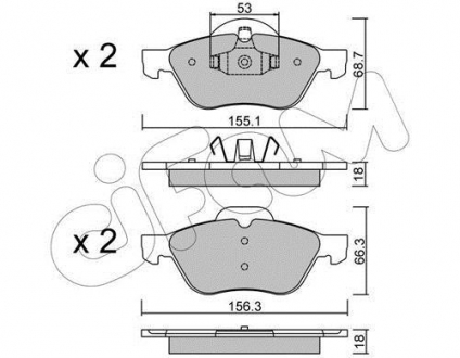 RENAULT Колодки тормозные передние Laguna II,III,Megane II,Scenic II 1.5dCi/2.0 16V 01- CIFAM 822-335-0 (фото 1)
