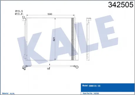 KALE BMW Радиатор кондиционера X5 E70,F15,X6 E71,F16 M/5.0d KALE OTO RADYATOR 342505