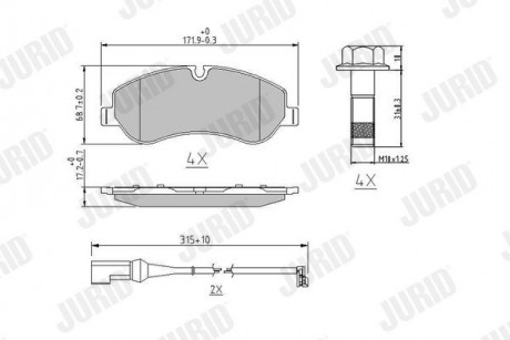 FORD Тормозн.колодки передн.Transit 2,2TDCi 13- Jurid 573690J