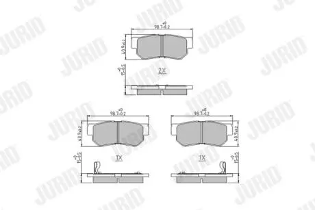 Гальмівні колодки зад. Hyundai Getz/Santa FE/Tucson 01- (mando) Jurid 572557J