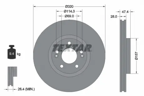 Диск тормозной TEXTAR 92237805 (фото 1)