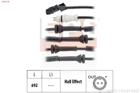 RENAULT Датчик ABS передн.Trafic II (круглый разьем) 01- Eps 1.960.149