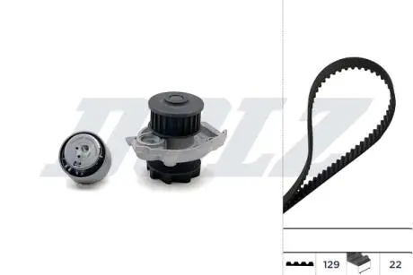 FIAТ К-кт ГРМ (помпа+ремень + ролик) Doblo 1.2, 1.4 DOLZ KD060