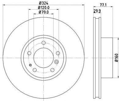 Диск тормозной перед. BMW 5-serie E39, 7-serie E38 (324*30) HELLA 8DD 355 127-101