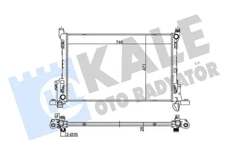 Радіатор охолодження двигуна (паяний) Renault Trafic III/Opel Vivaro B (15-)/Nissan NV300/Fiat Talento (17-) KALE OTO RADYATOR 355635