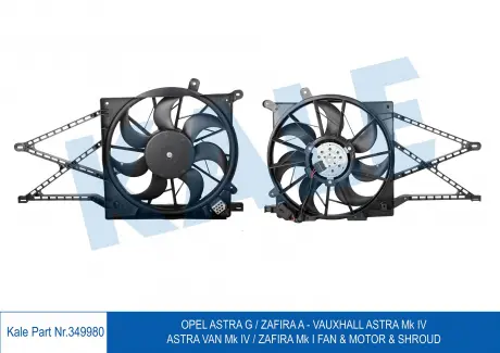 Вентилятор охолодження радіатора з кожухом Opel Astra G, Zafira A KALE OTO RADYATOR 349980