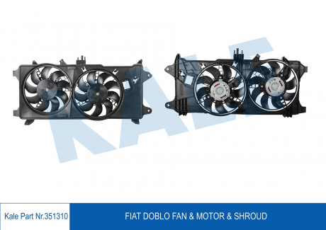 Вентилятор охлаждения радиатора с кожухом Fiat Doblo Fan & Motor & Shroud KALE OTO RADYATOR 351310 (фото 1)