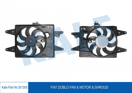 Вентилятор охлаждения радиатора с кожухом Fiat Doblo Fan & Motor & Shroud KALE OTO RADYATOR 351305 (фото 1)