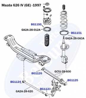 Сайлентблок поперечного рычага, задней подвески (внутренний) Mazda 626 IV (GE) 1991 - BELGUM PARTS BG1126 (фото 1)